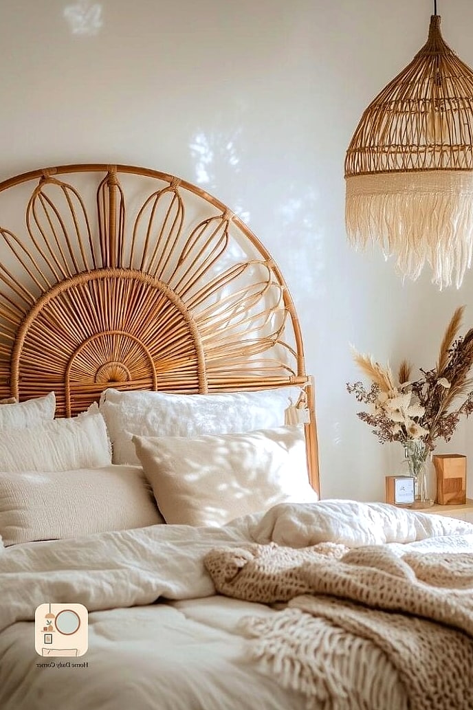 Rattan Headboard as the Focal Point