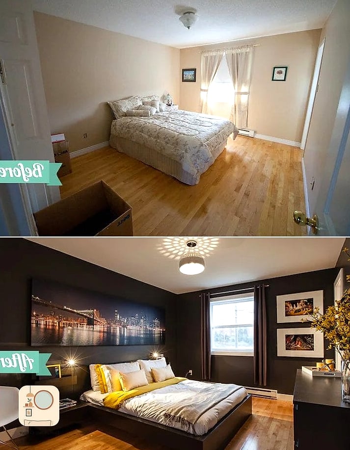 13 Bedroom Interior Before and After Transformations to Inspire 5 Rental Bedroom Gets a Renter-Friendly Makeover