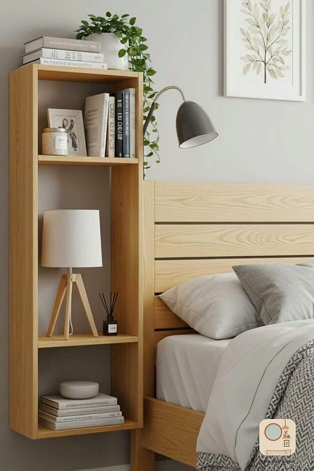 Replacing Nightstands with Wall-Mounted Shelves