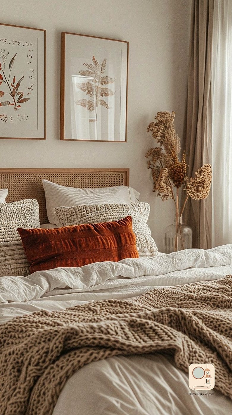 18 Fall Bedroom Decor Concepts That Are Actually Achievable on a Budget 13 Rotate in Deeper Wall Art
