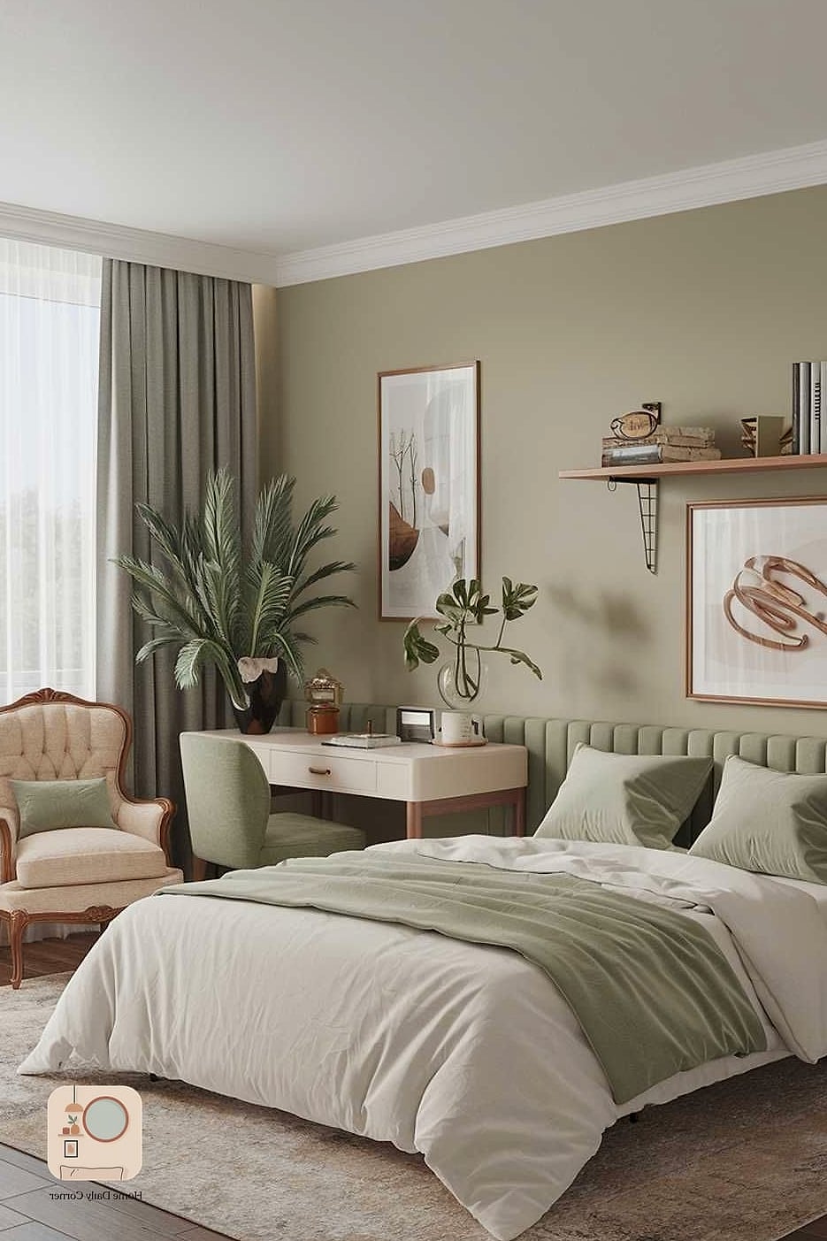 15 Green Bedroom Ideas Before and After Transformations to Inspire 2 Sage Green Walls Over Builder Beige