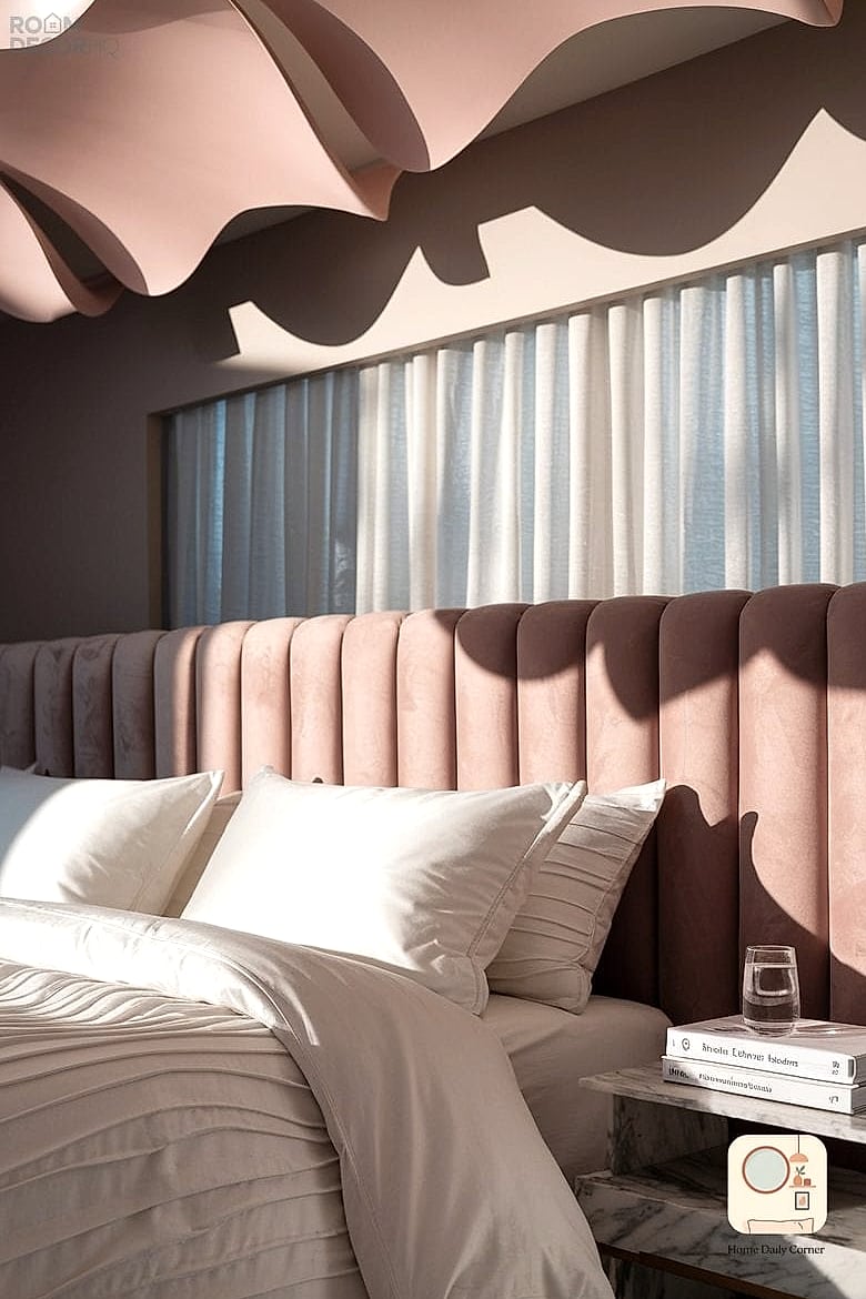 Sculptural Pendant Lighting Over Nightstands