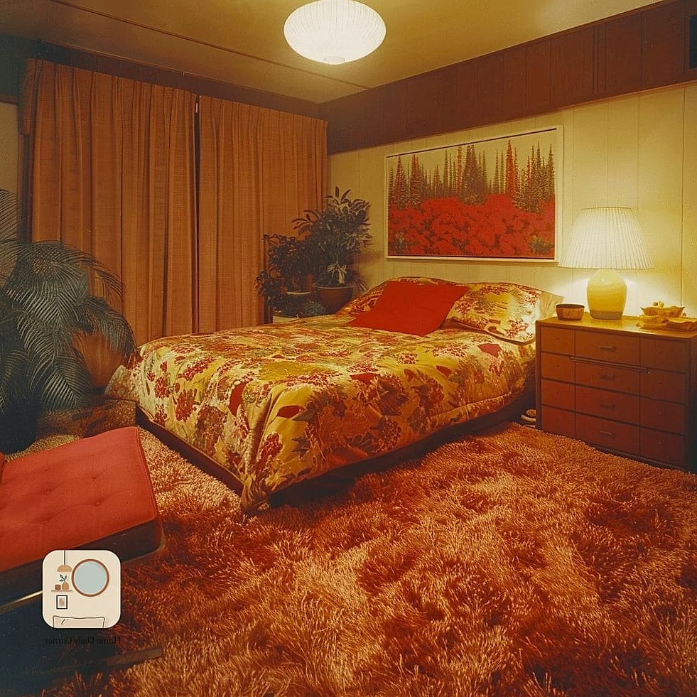 15 70S Bedroom Designs That Maximize Style and Function 4 Shag Rug Underfoot