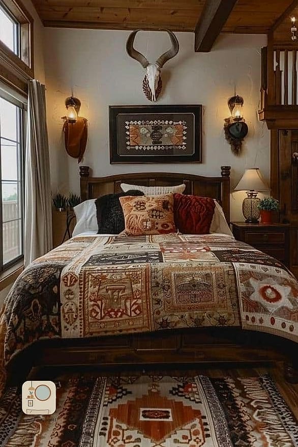 25 Western Bedroom Decor Looks We're Obsessed With This Year 19 Sheepskin Throw on the Bed
