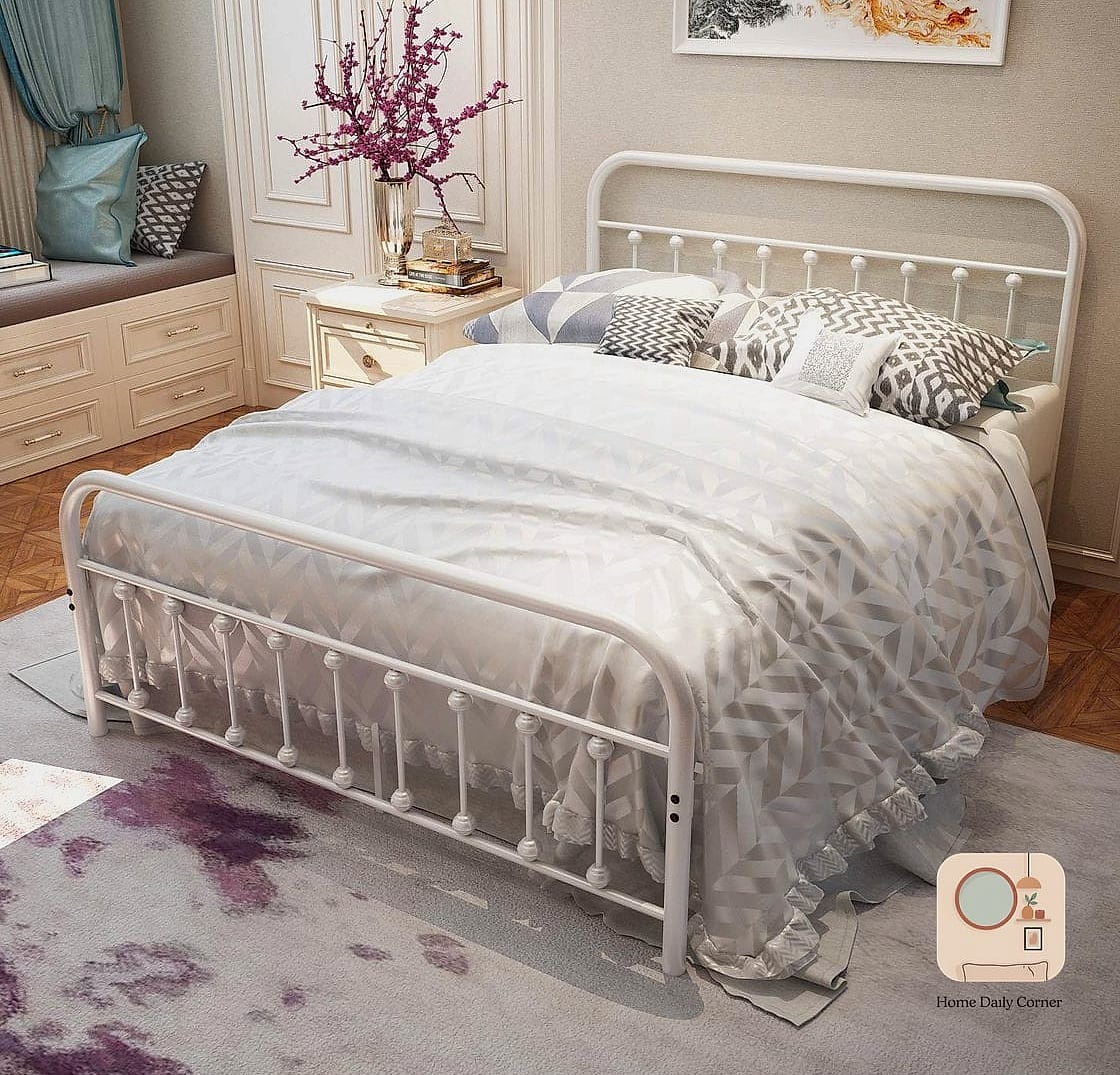 12 Metal Bed Frame Bedroom Ideas Ideas That Are Both Stylish and Practical 6 Slim White Frame for Small Bedrooms