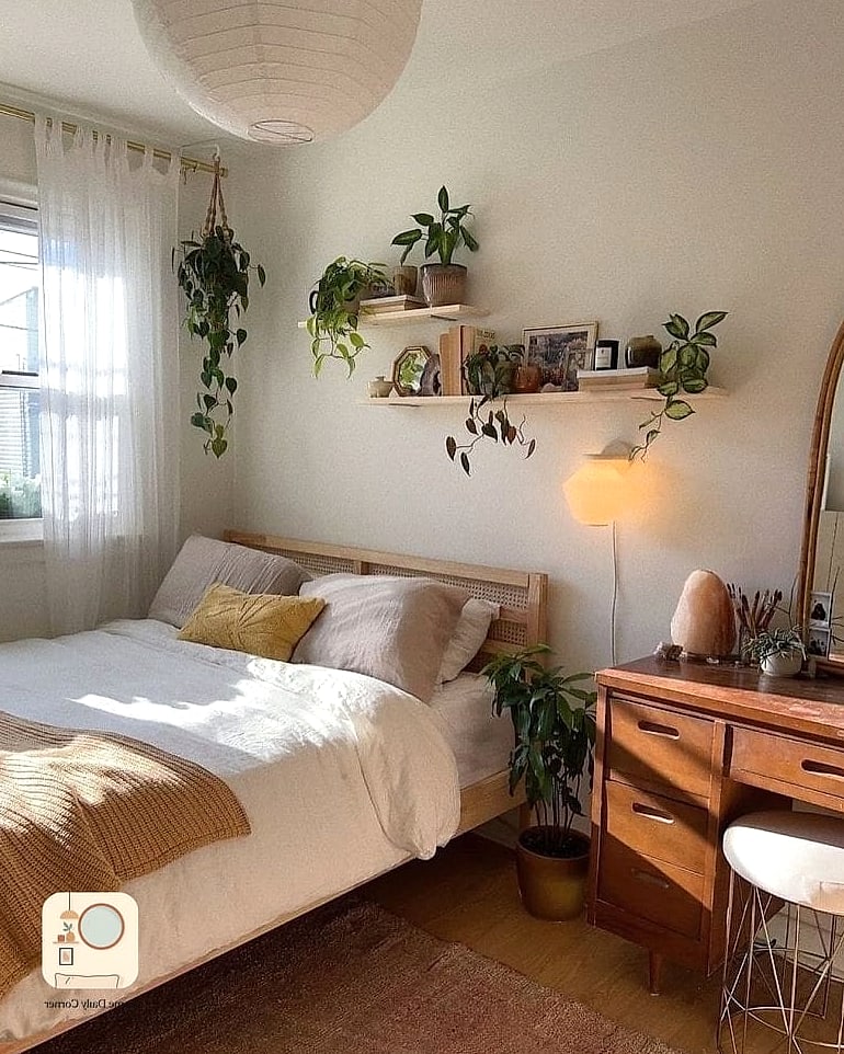 Small-Scale Greenery on High Shelves