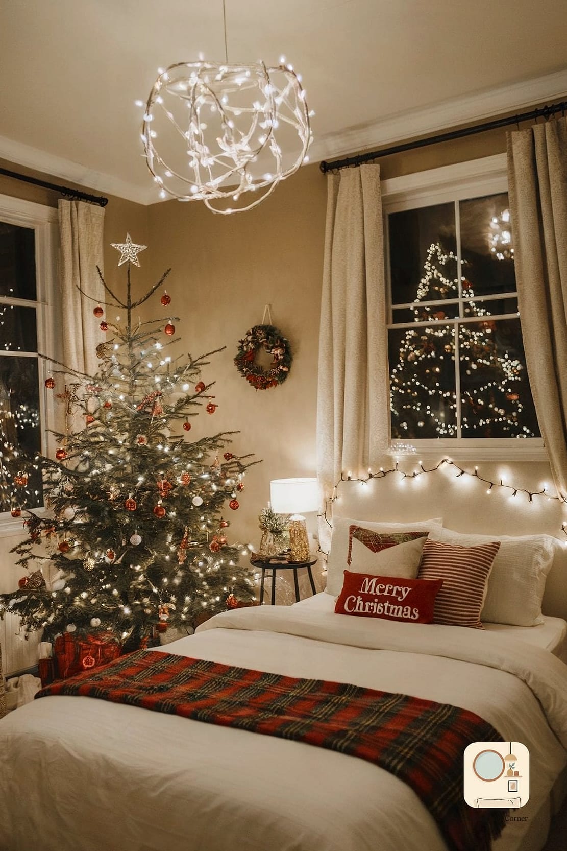30 Beautiful Holiday Bedroom Decor Inspiration Photos Worth Saving 5 A Small Tabletop Tree on the Dresser