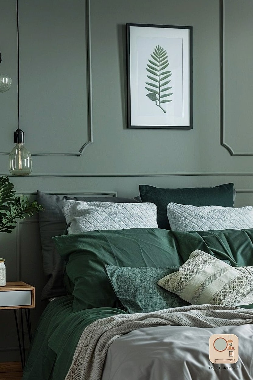Soft Gray-Green with Layered White Textiles
