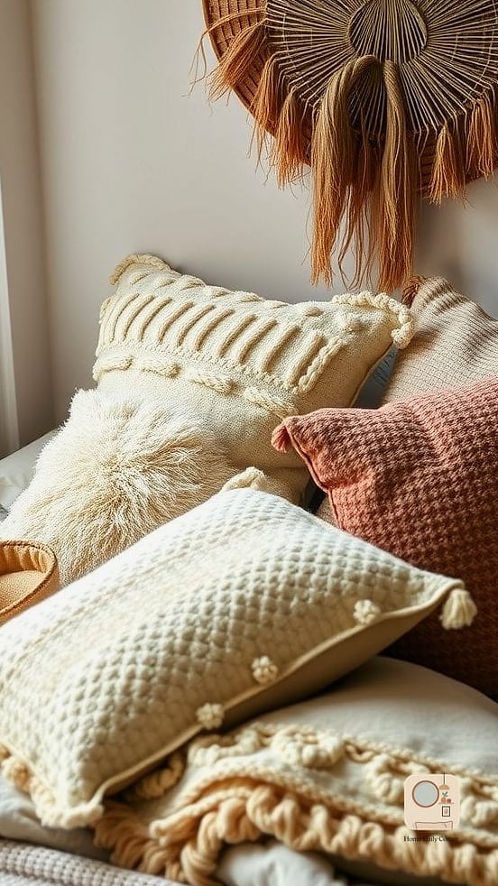 Soft Textured Throw Pillows and Blankets