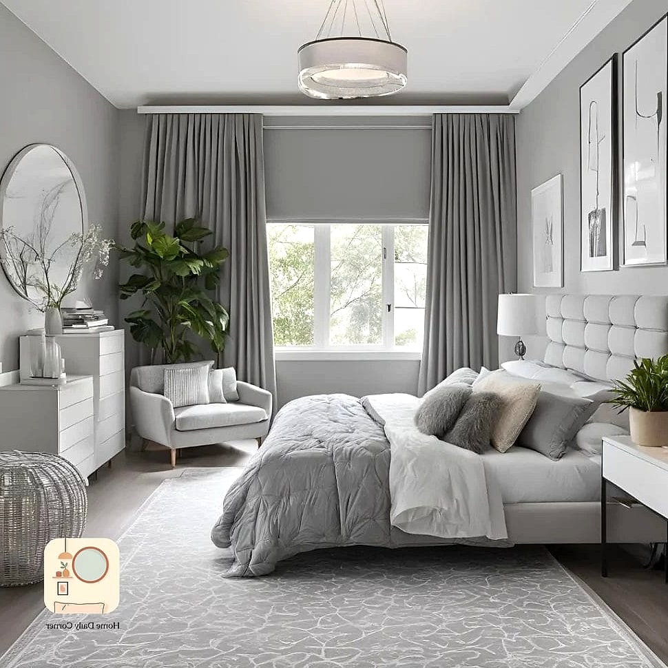 A Statement Grey Rug in a Bold Pattern