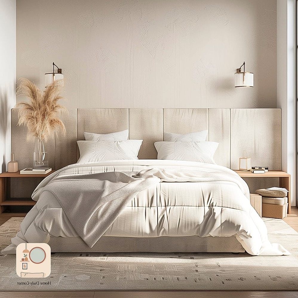 A Statement Headboard in Bouclé or Linen