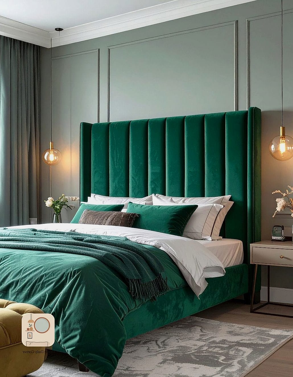 Statement Headboard in Boucle Fabric