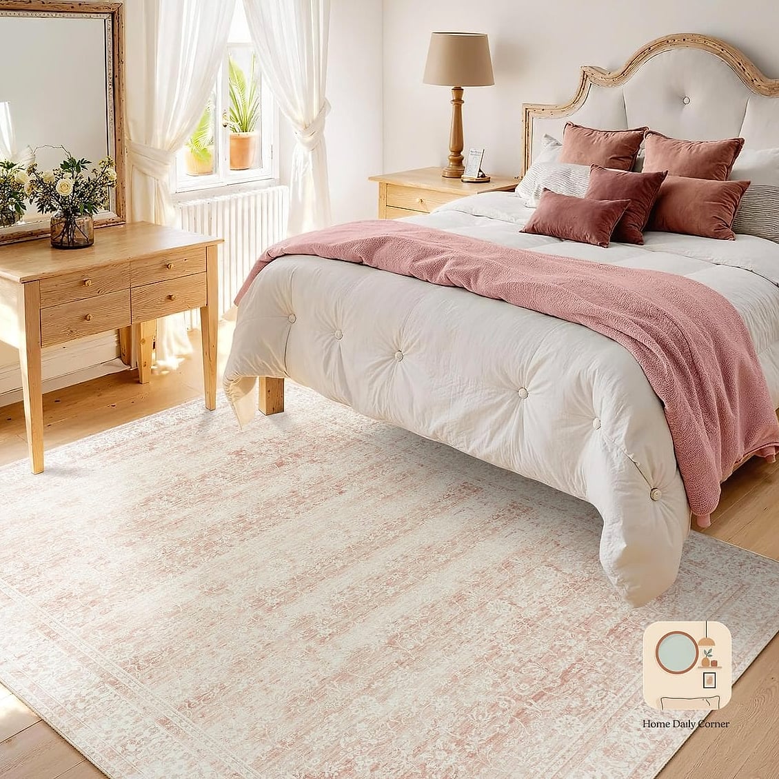 A Statement Rug Layered Over Carpet