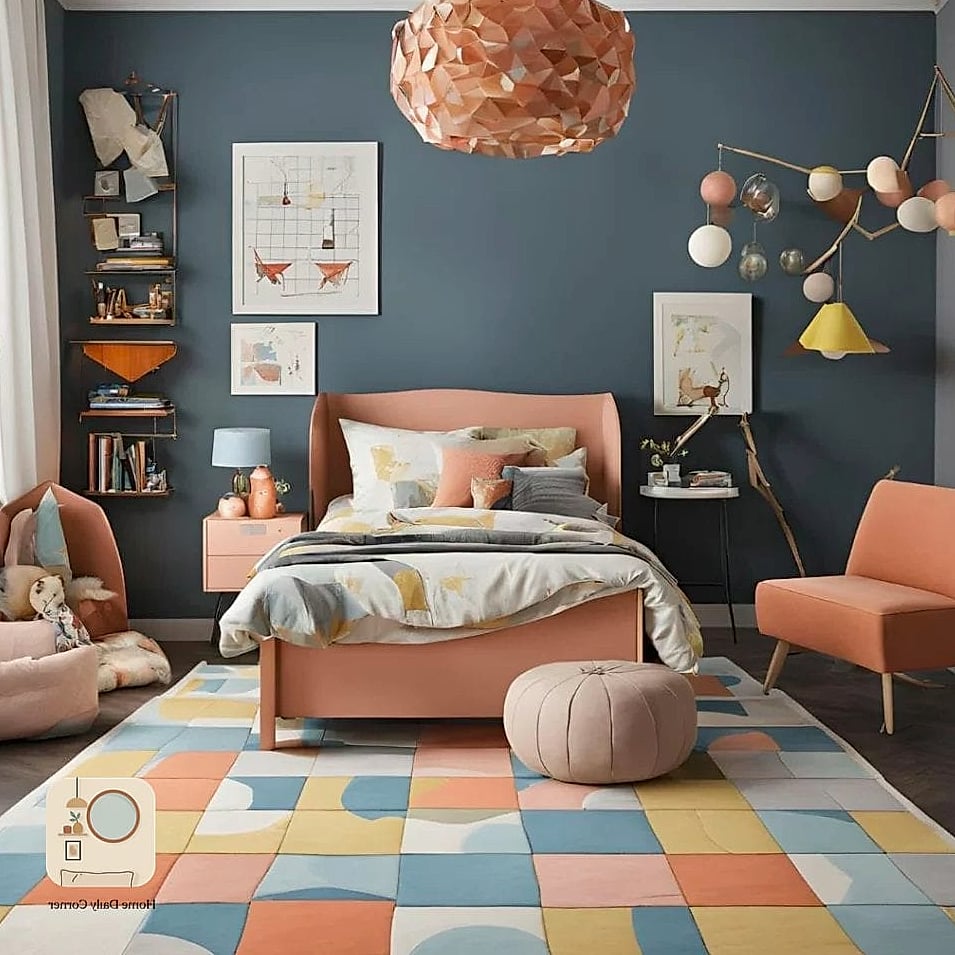 16 Kids Bedroom Decor Ideas From Homes We Absolutely Love 8 A Statement Rug That Anchors the Room