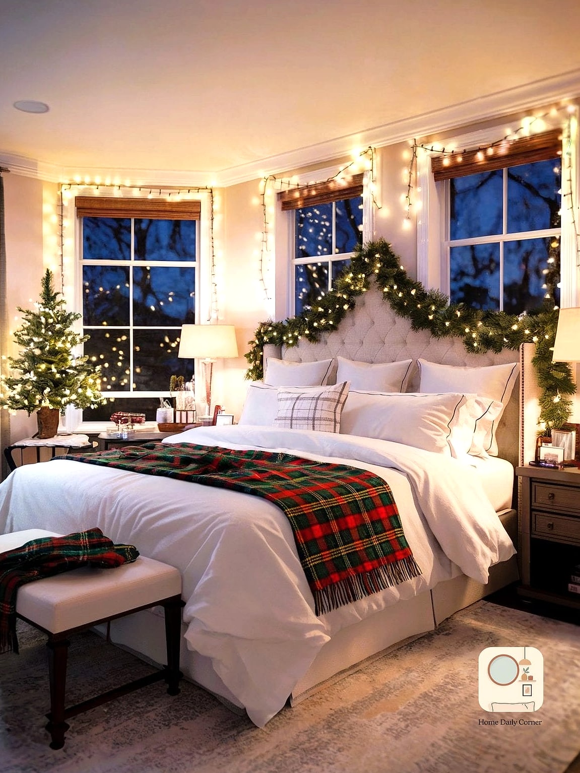String Lights Along the Headboard