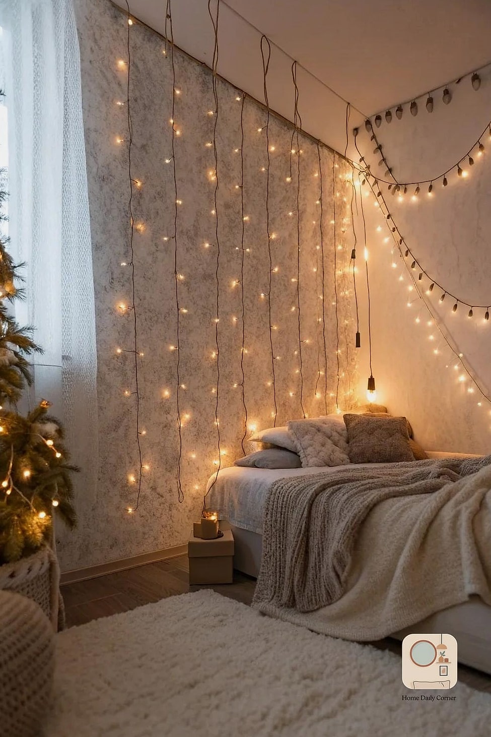 30 Beautiful Holiday Bedroom Decor Inspiration Photos Worth Saving 19 String Lights Inside a Glass Vase or Lantern