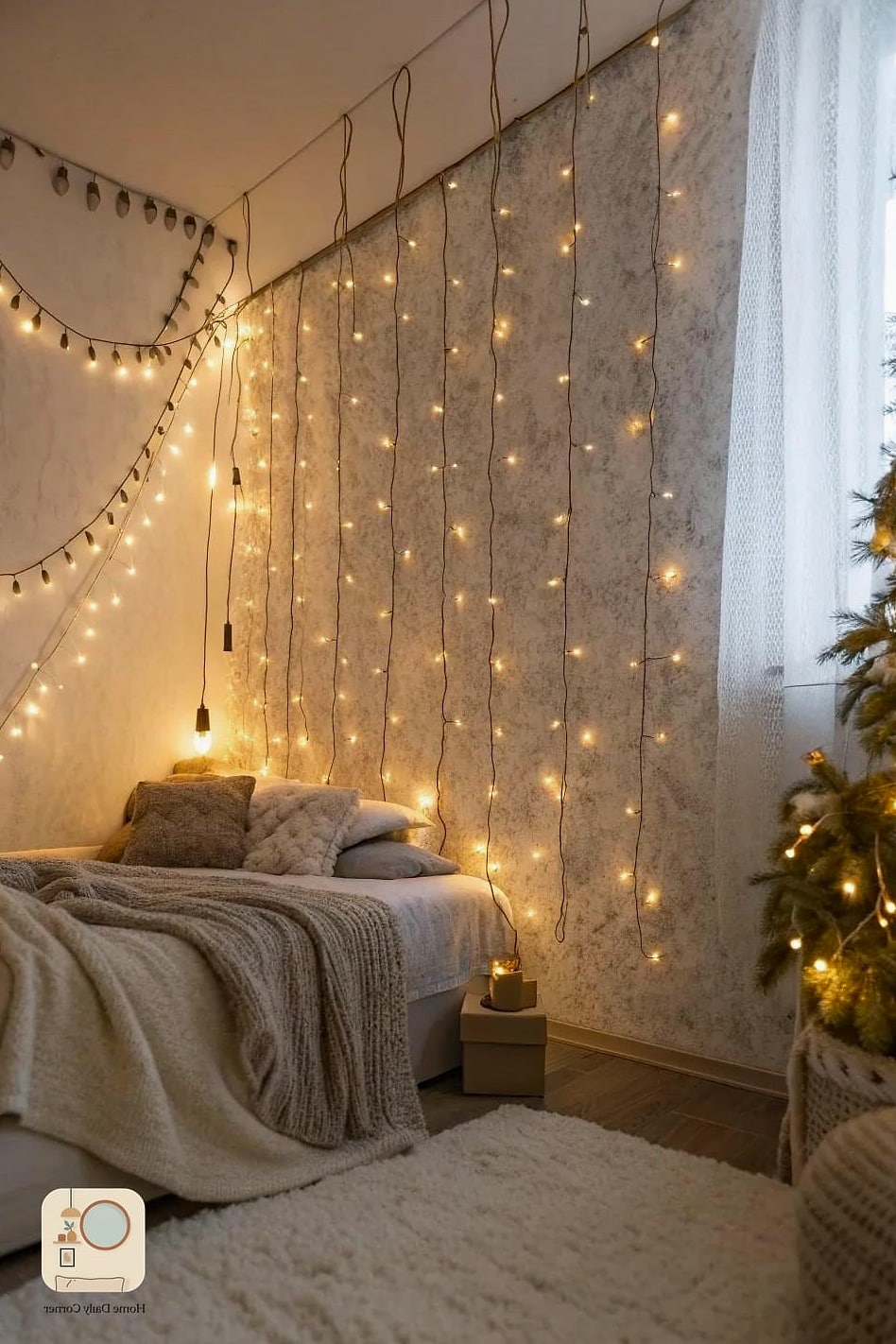 30 Beautiful Holiday Bedroom Decor Inspiration Photos Worth Saving 28 String Lights Woven Through a Canopy Bed Frame