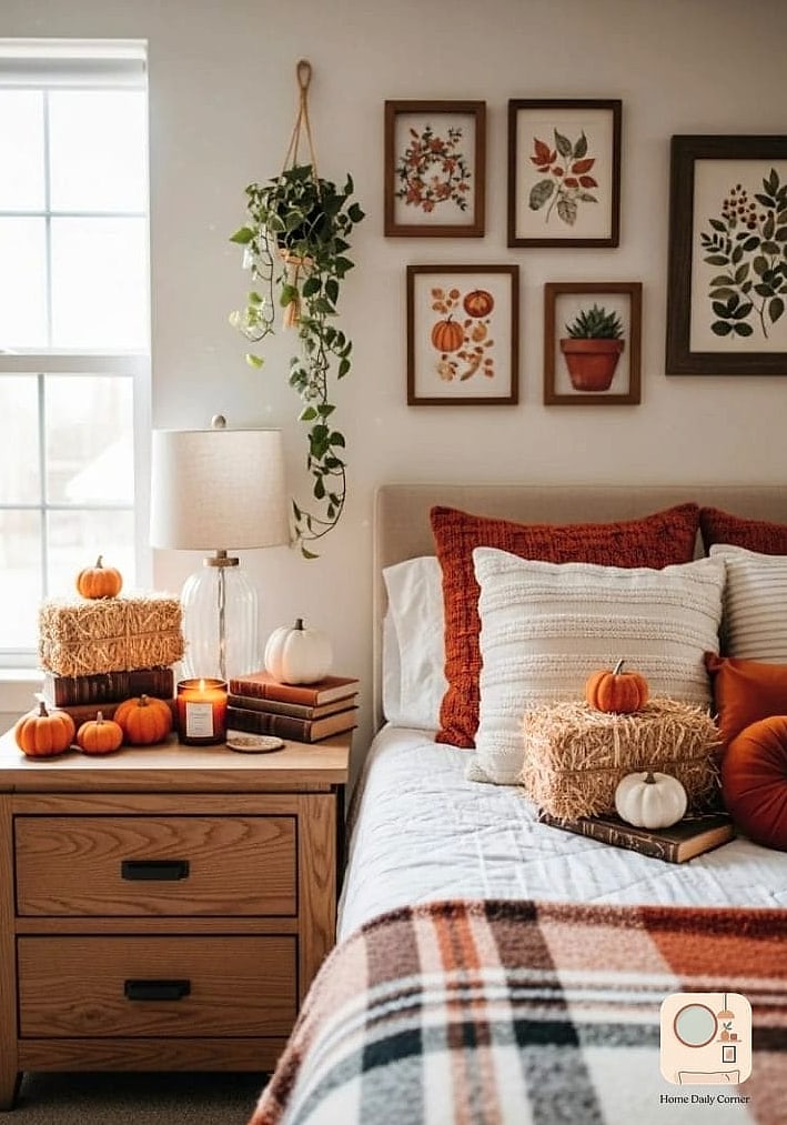 18 Fall Bedroom Decor Concepts That Are Actually Achievable on a Budget 11 Style Your Nightstand with Seasonal Scents