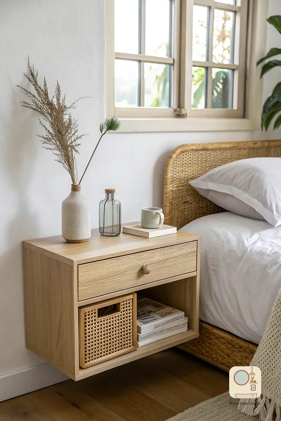 Swap Nightstands for Wall-Mounted Shelves