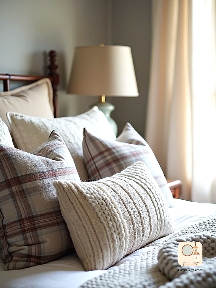 Textured Throw Pillows in Mixed Neutrals