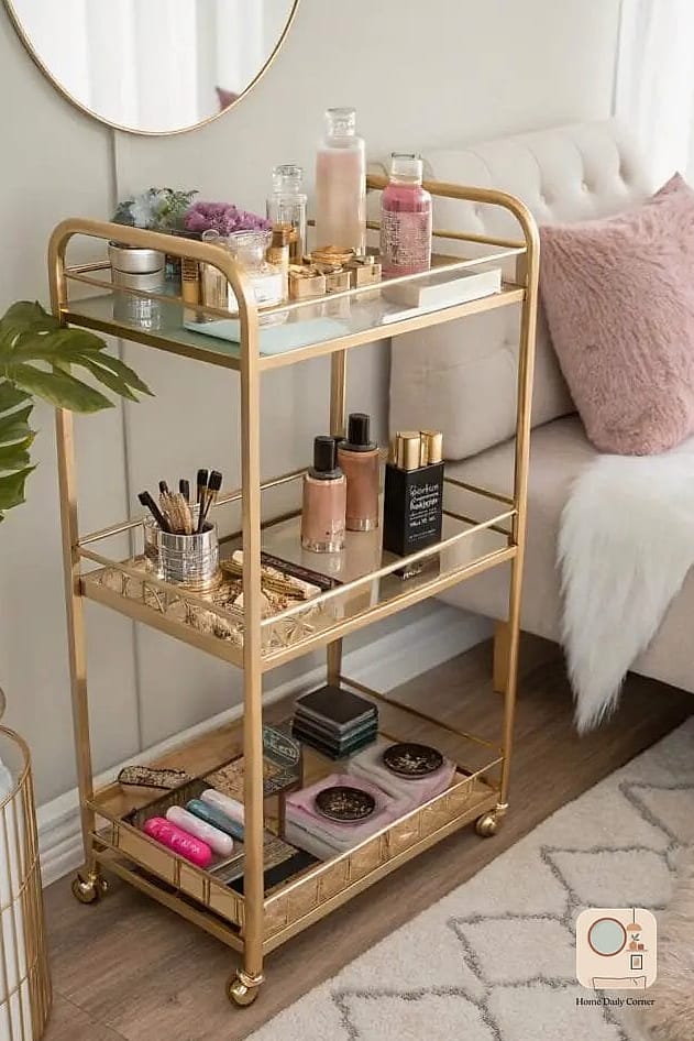 Two-Tier Rolling Cart Vanity