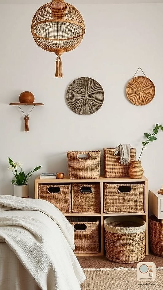 Use Baskets and Bins for Hidden Storage