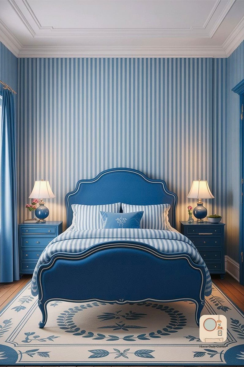Use a Blue Striped or Patterned Duvet