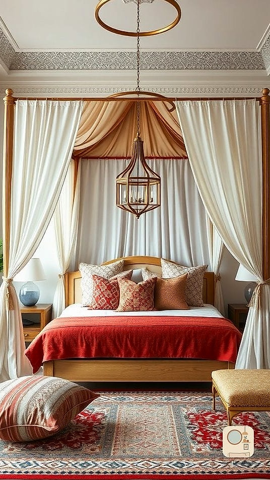 21 Warm Bedroom Ideas to Steal From Interior Designers 13 Use a Canopy or Draped Fabric Above the Bed