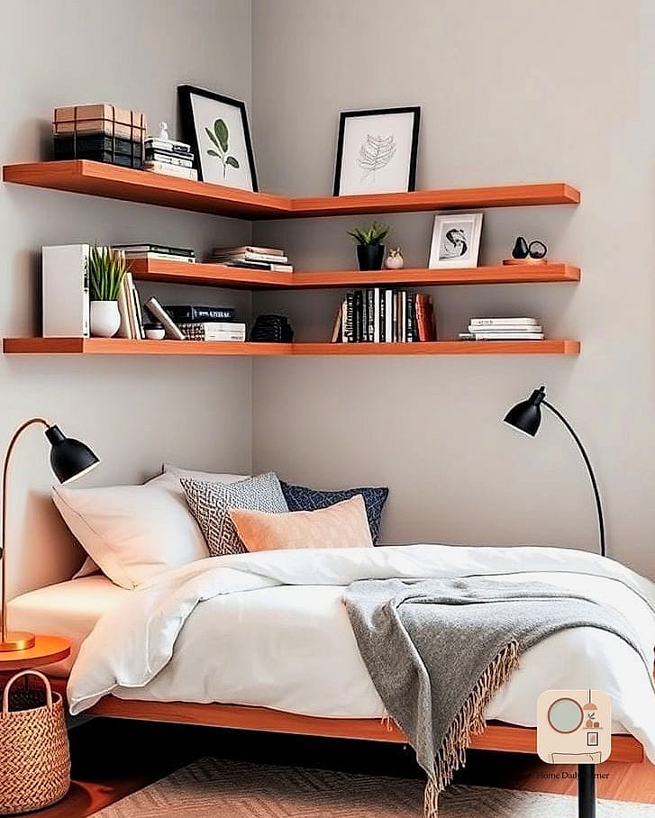 27 Creative Small Bedroom Ideas Ideas You Haven't Seen Before 7 Use a Corner for Your Bed Frame
