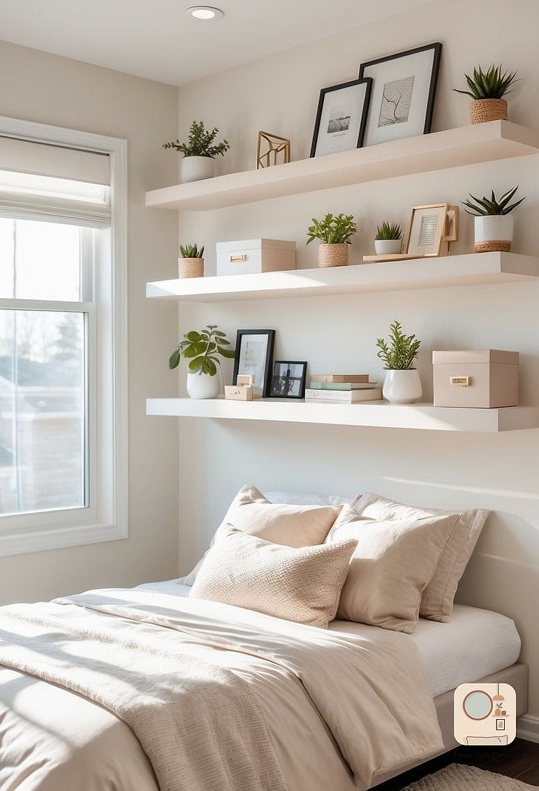 Use Floating Shelves for Display Instead of a Bulky Dresser