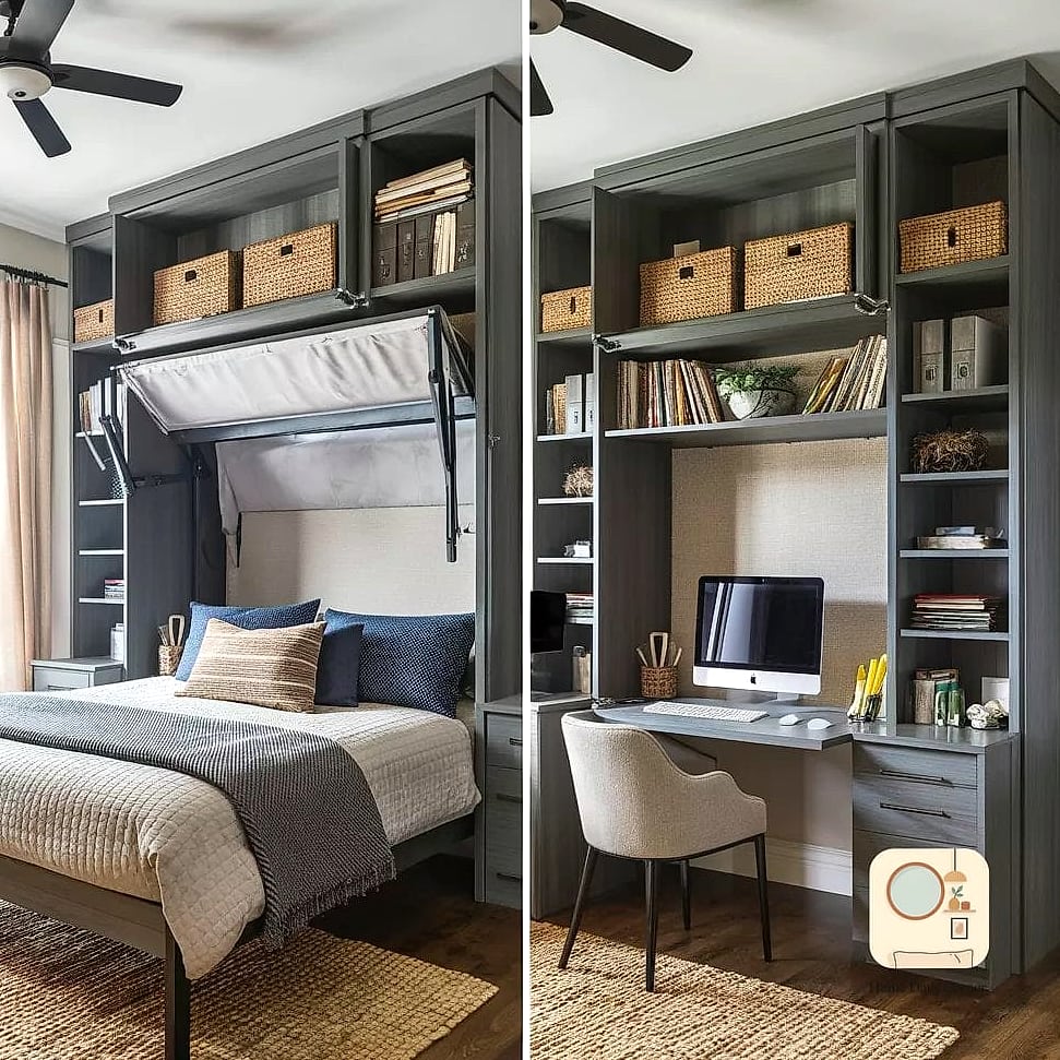 27 Creative Small Bedroom Ideas Ideas You Haven't Seen Before 25 Use a Murphy Bed with Built-In Shelving