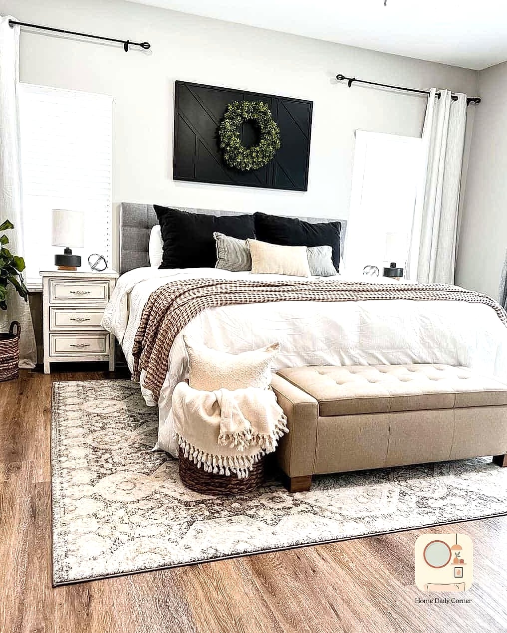 Use a Statement Rug Under the Bed as a Focal Point