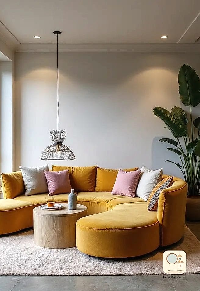 Using a Round Rug to Soften Sharp Corners