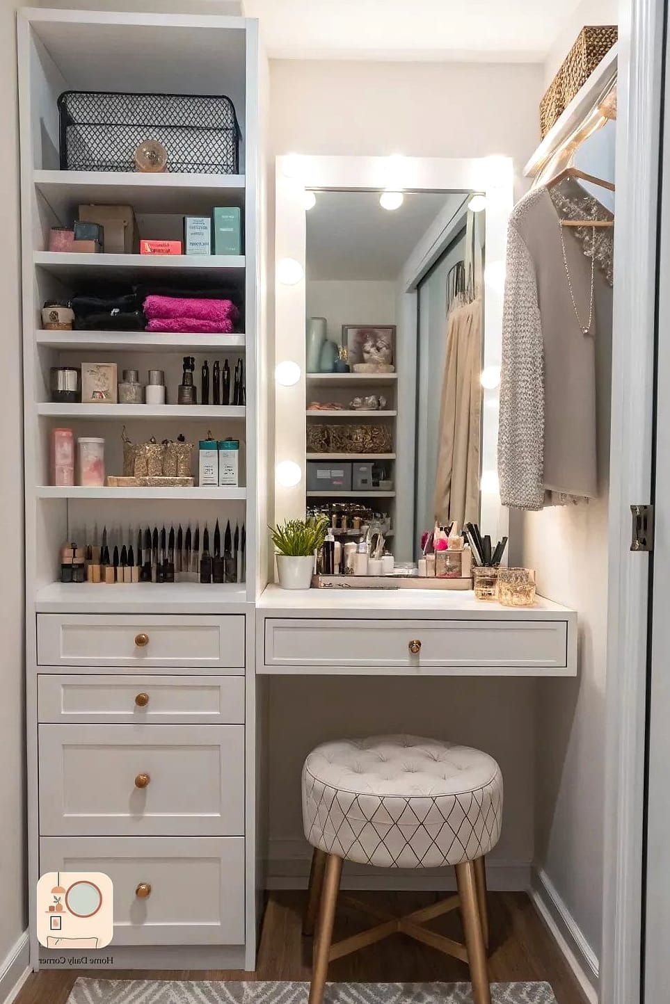 A Vanity or Desk Nook With Concealed Storage
