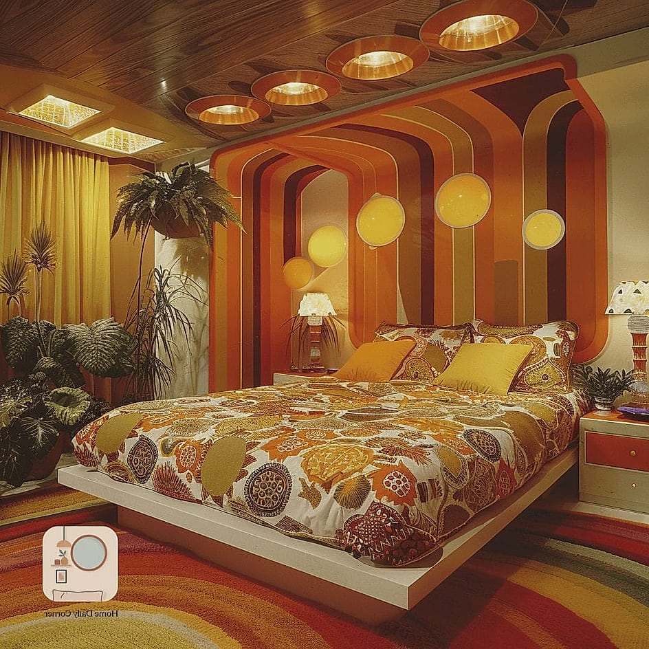 15 70S Bedroom Designs That Maximize Style and Function 16 Vintage-Inspired Gallery Wall with Warm Frames