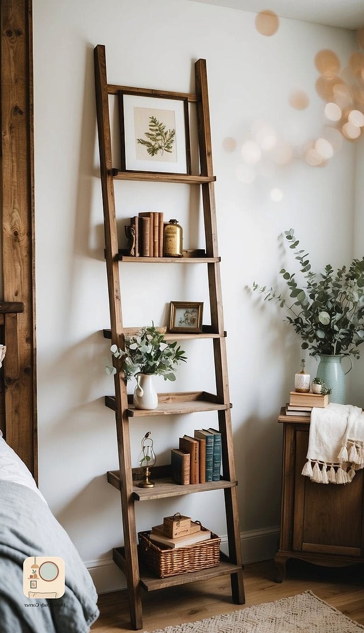 Vintage Ladder for Blanket Storage