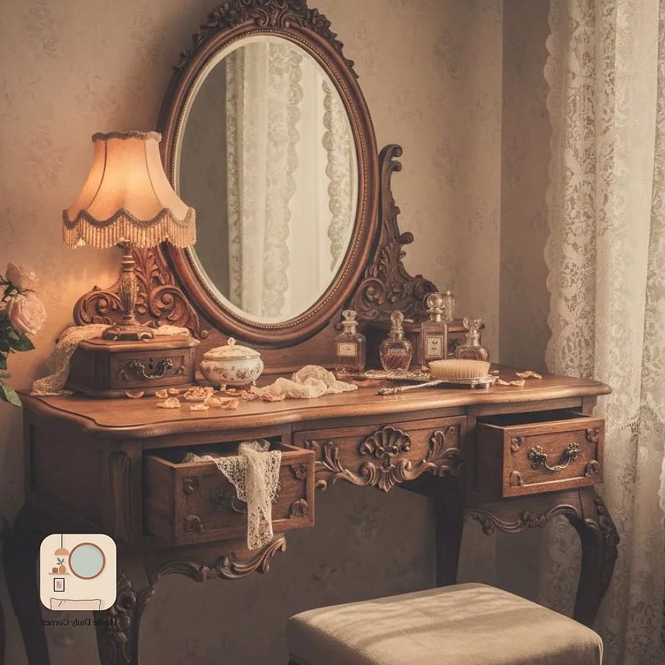 Vintage Mirror and Table Combo