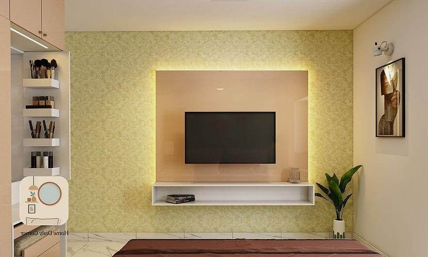Wall-Mounted TV with Concealed Cable Channel