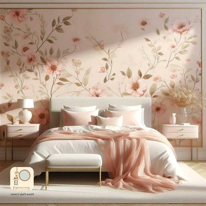 19 Romantic Bedroom Decor Ideas That Work in Any Size Home 16 Wallpaper With a Soft Pattern