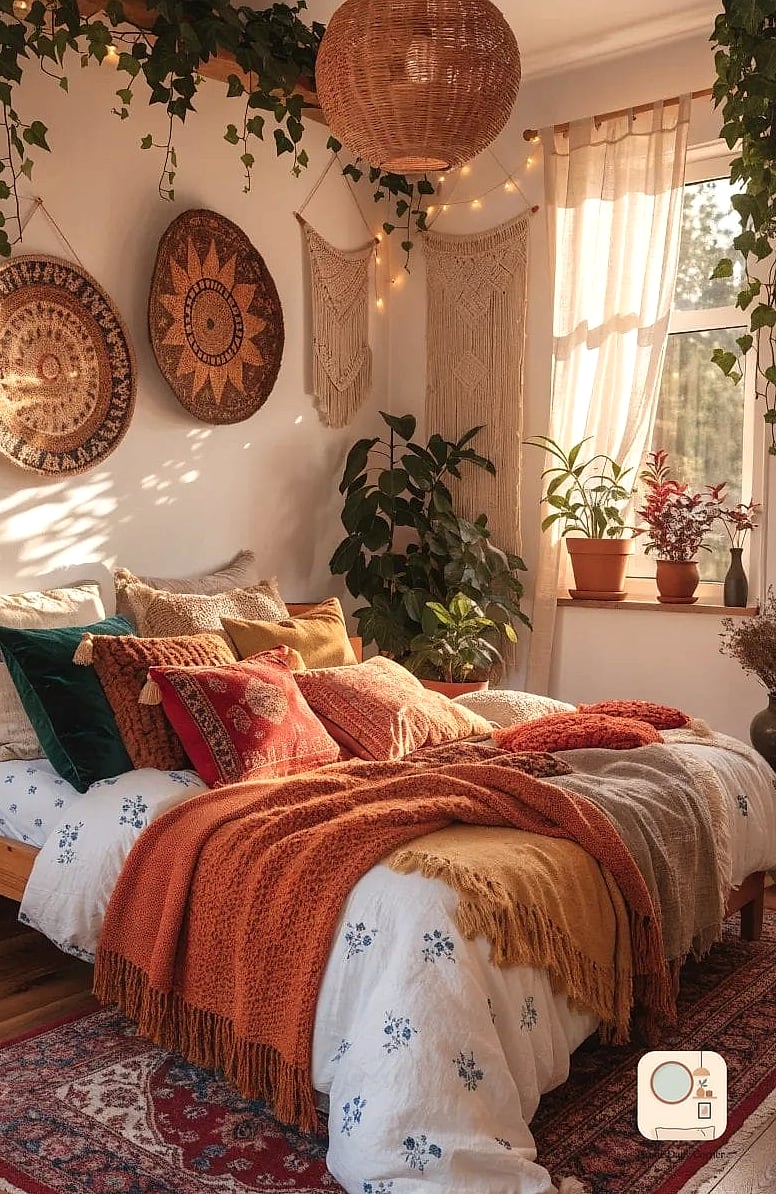 22 Beautiful Bohemian Bedroom Decor Inspiration Photos Worth Saving 13 Warm, Earthy Color Palette Throughout