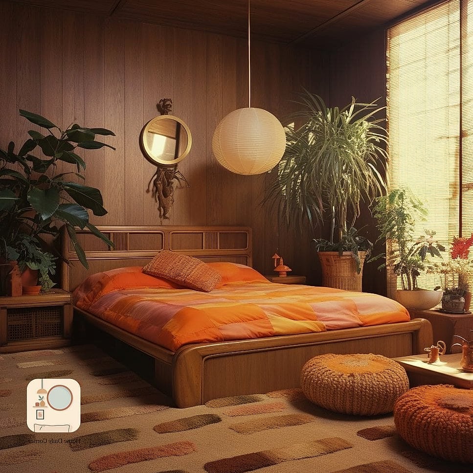 15 70S Bedroom Designs That Maximize Style and Function 8 Warm Wood Paneling on the Walls