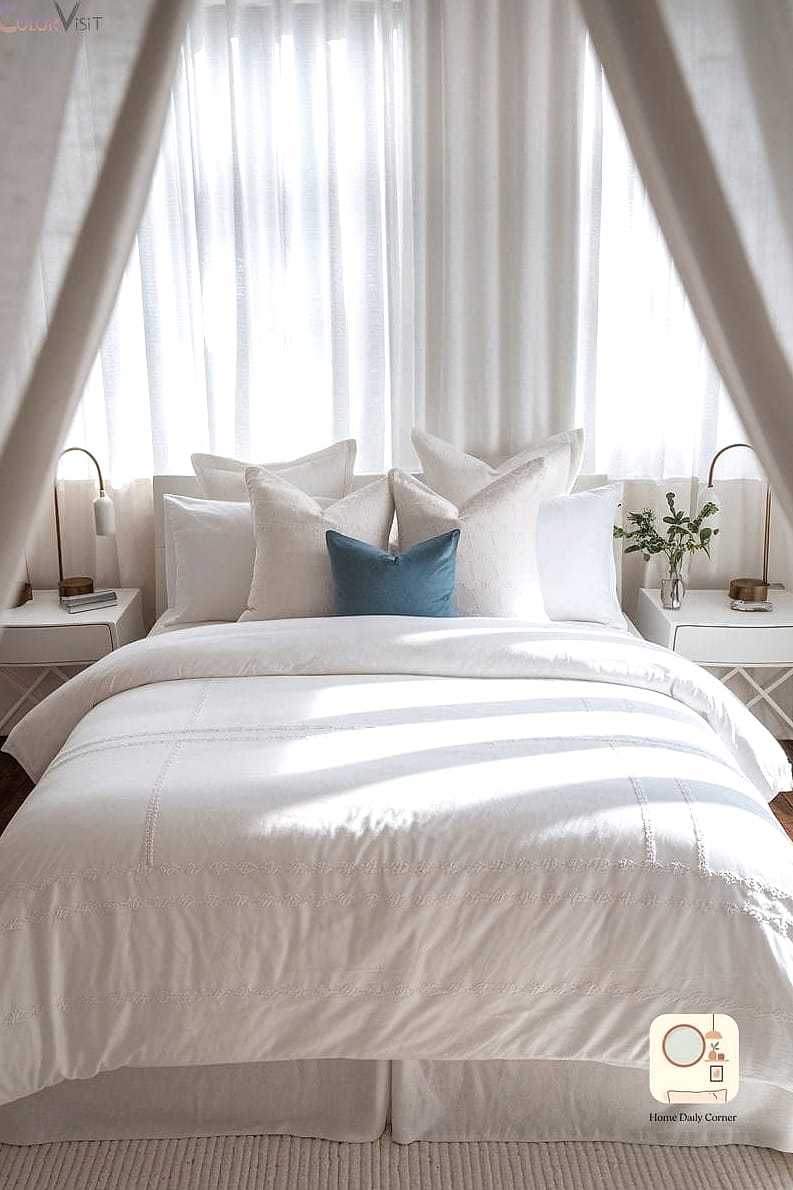 White Bedding with a Pop of Pattern