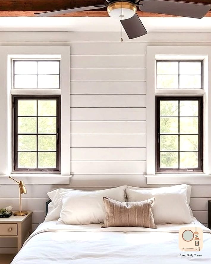 White Shiplap or Paneled Accent Wall