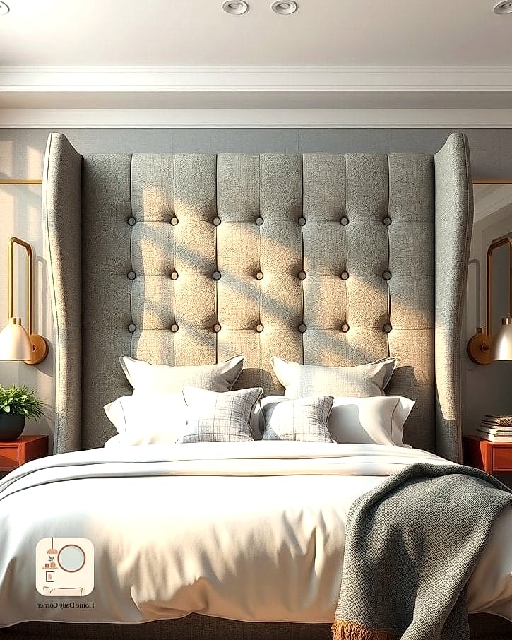 7 Grey Headboard Bedroom Ideas Decor Ideas That Are Trending on Pinterest 6 Wingback Grey Headboard for Added Coziness