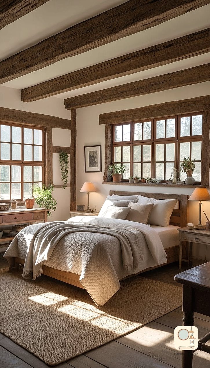 Wood Beam Feature Above the Bed